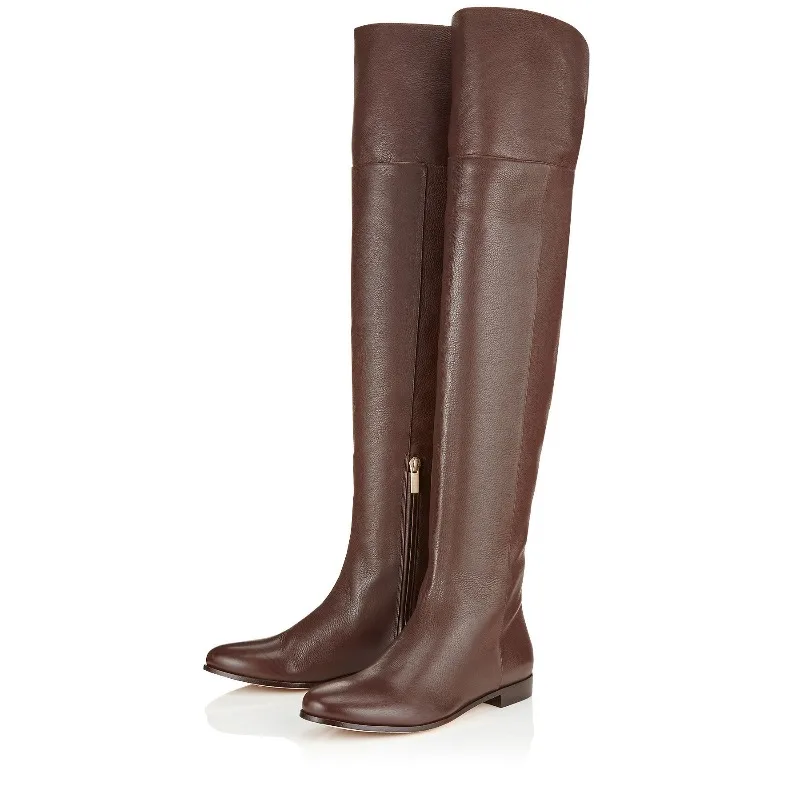 

Winter Boots Woman Leather Round Toe Solid Low Heels Side Zipper Long Boot Women Casual Knight Boots Outdoor Party Designer Shoe