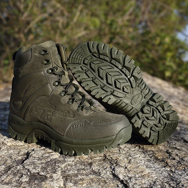 2022 safety shoes Men\'s Military Tactical Boots Waterproof Hiking Combat Boots Army Side Zip work shoes 40-46