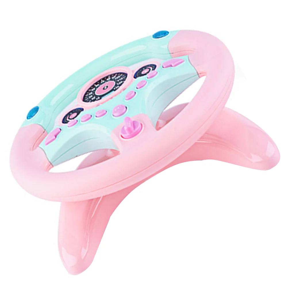 

Toy Steering Wheel for Kids Simulation with Base Tots Toys Driving Plaything Pink Child