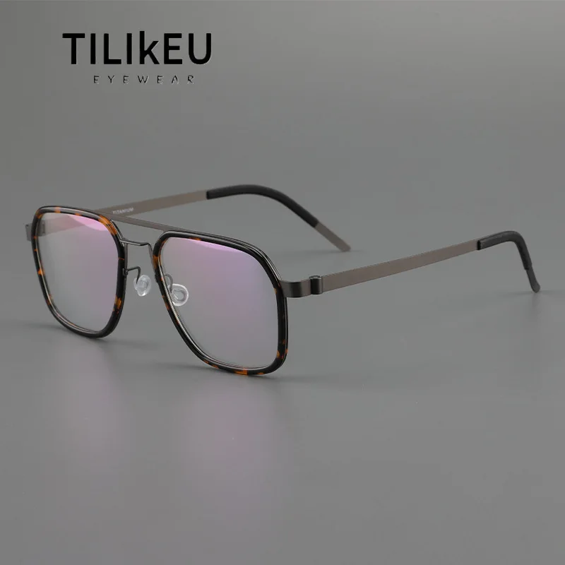 

Denmark Brand Oversized Retro Aviator Men's Glasses Frames Ultra-Light Pure Titanium Screwless Prescription Eyeglasses Frames
