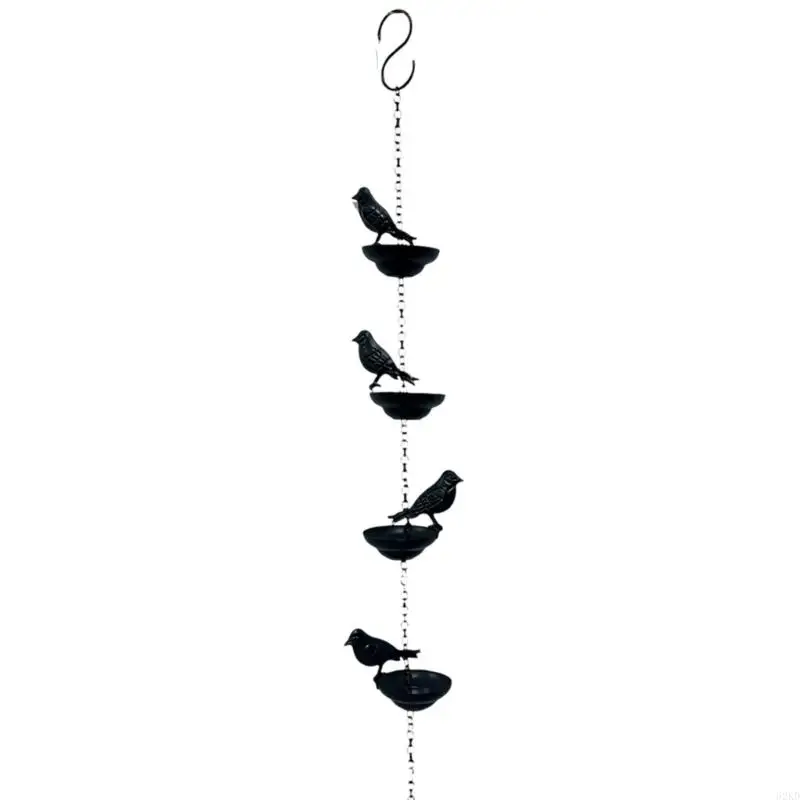 62KD Bird Figure Rain Chain Metal Gutter Alternative with Hook, Water Guide for Garden Porch Balcony Gazebo Outdoor Home Use,