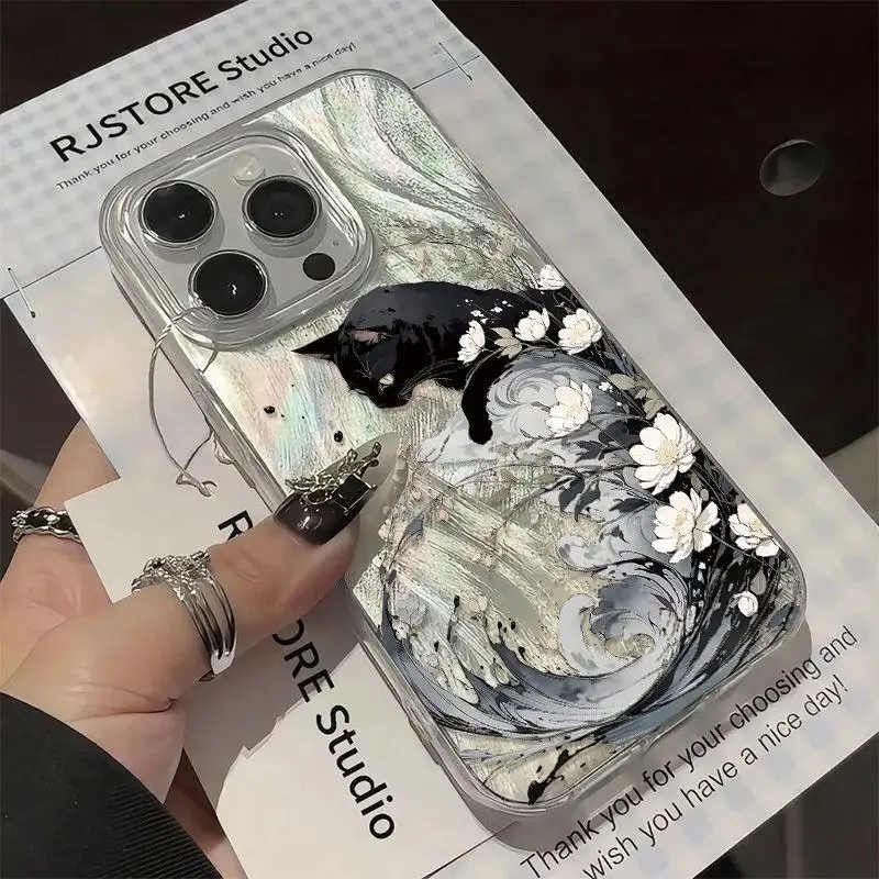 Ölgemälde-Muster Handyhülle für Samsung Galaxy S26 S25 S24 S23 S22 S21 FE Ultra Plus 4G 5G Feder-Textur Rückseiten-Cover