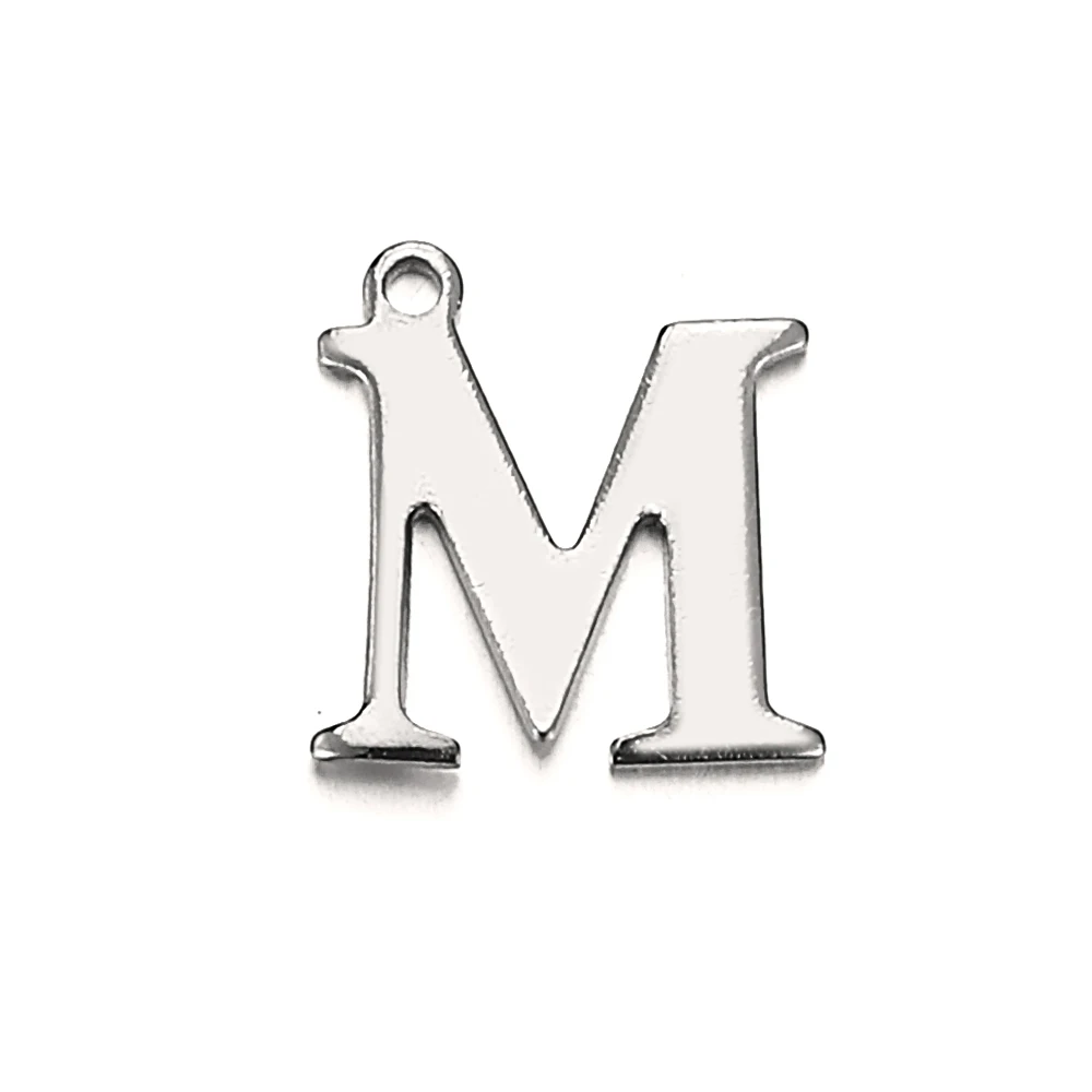 20 stks Rvs Letter Charm Initial Charms Enkele Alfabet Kralen Hangers voor Ketting Sieraden Maken DIY Groothandel