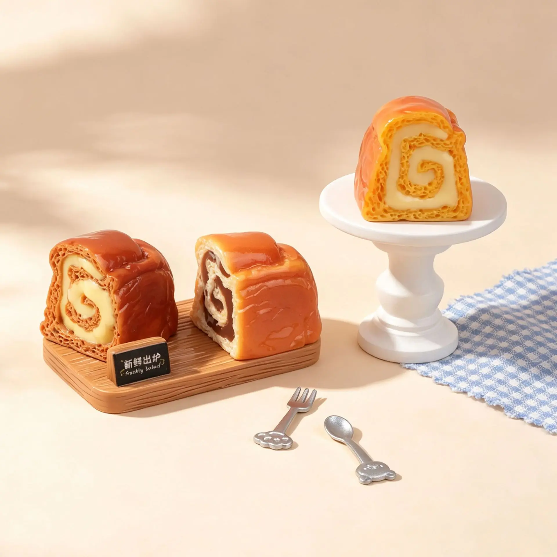 3pcs Mini Filled Toast Bread Model Bread Miniature Food Resin Kitchen Scene Charm Dessert Decoration Craft Ornament Home Decor