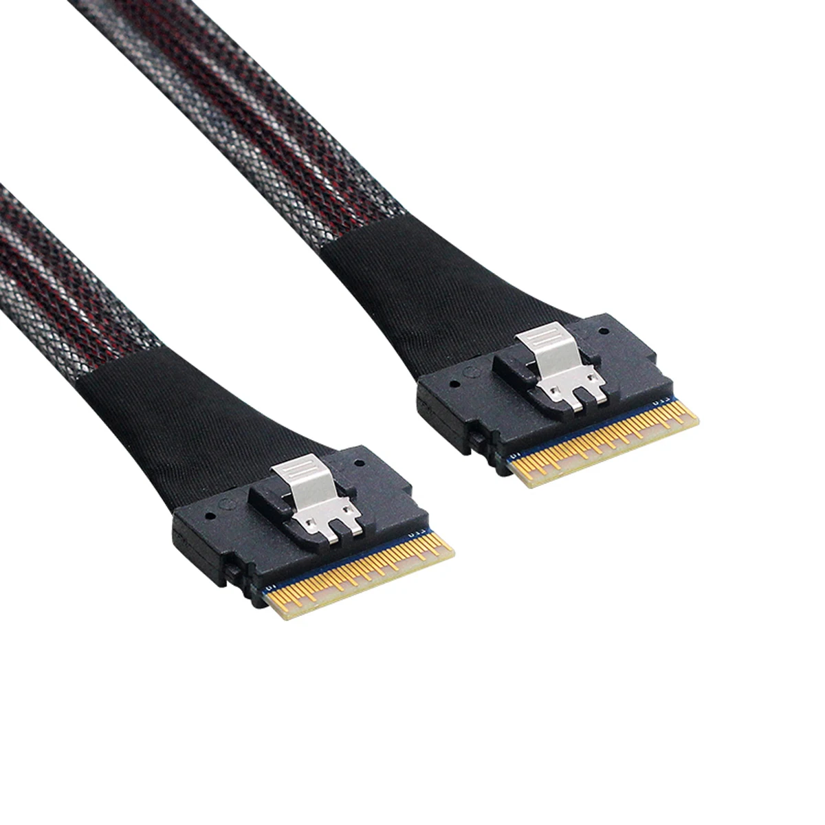 Cablecc SAS 4.0 SFF-8654 8i 74pin Host to SFF-8654 Slim SAS  Target Cable 50cm PCI-E Slim Line