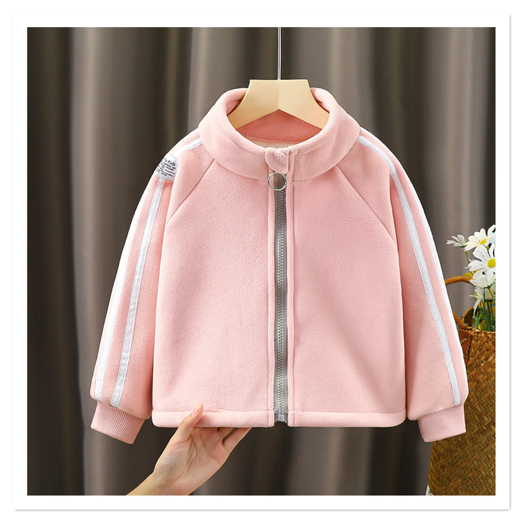 New Children's Austen Fleece Coat for Men and Women, Mid to Big Children, Baby, Autumn and Winter, Thickened Warm Top, Standing