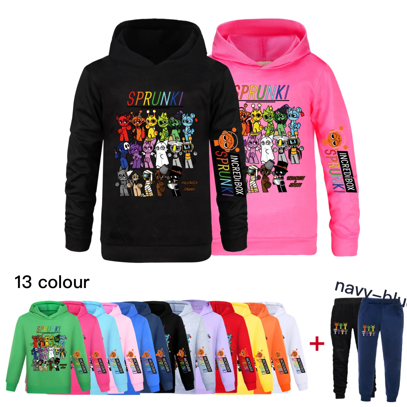 Sprunki Incredibox Music Song  Hoodies+Pants 2pcs  Kids Trend Casual Tracksuits Boys and GirlsSuits Children Daily Outfit