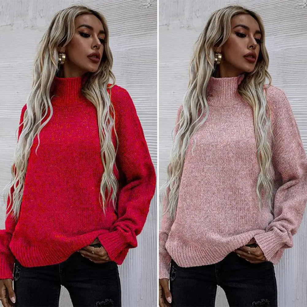 

Popular Sweater Jumper Stretchy Women Knitwear 3D Cutting Cold Resistant Lady Loose Warm Knitted Sweater