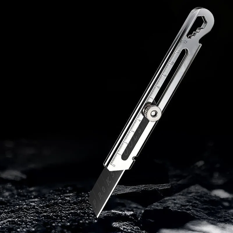 Cuchillo multiusos 6 en 1 con diseño de corte de precisión, regla, abridor de botellas, cortador de cajas retráctil, para manualidades y uso doméstico