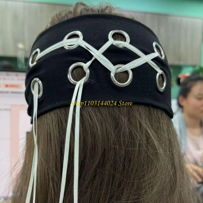 

N5KE Модная спортивная повязка для волос с вырезом и полой петлей, широкая повязка для волос для йоги