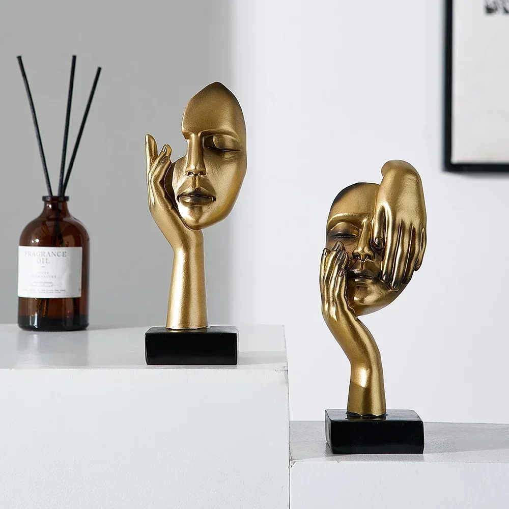 Modern Home decoration accessories Silence is golden statue  Abstract Thinker Sculpture Living Room Decor Desk Office Ornament