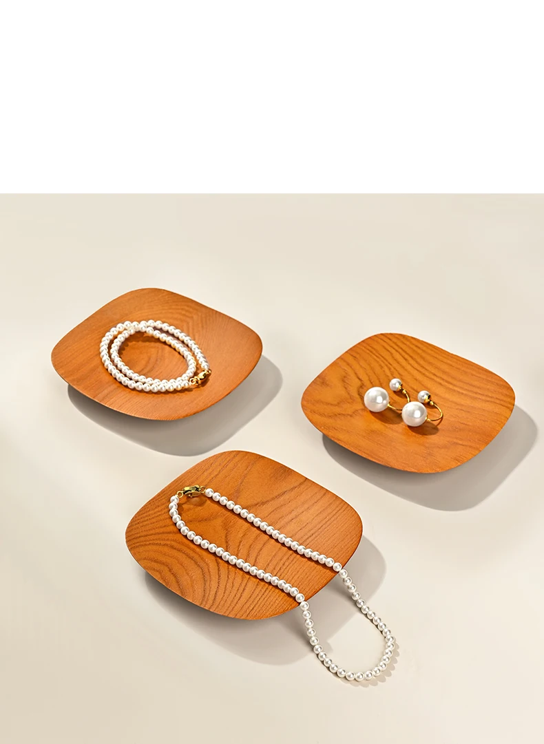Oirlv Holzschmuck-Präsentationstablett - Natürliches Holzmaserungsdesign, ideal zur Präsentation von Schmuck, Halsketten und kleinen Accessoires. – Detail 12