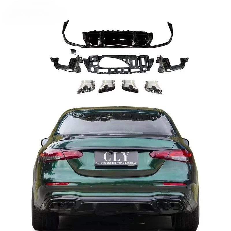 

W213 Diffuser for E Class Upgrade E63 Rear Lip Diffuser with Exhaust E200 E260 E300 E63 Diffuser 2016-2022