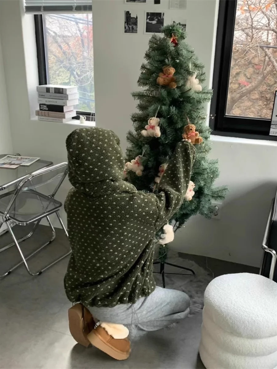 Hiver exclusif Simple een à pois à capuche fermeture éclair conception Fce Jaet femmes ort manteau Thiened dames Faion