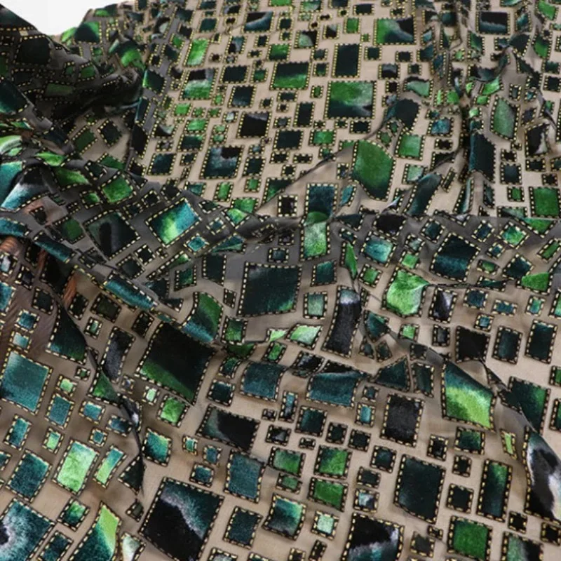 1 Meter mehrfarbiger Brokat-Burnout-Samt-Jacquard-Stoff, Veloursstoff, afrikanische Spitzen-Tüllstoffe für Kleider, DIY-Näharbeiten, Bekleidung – Detail 4