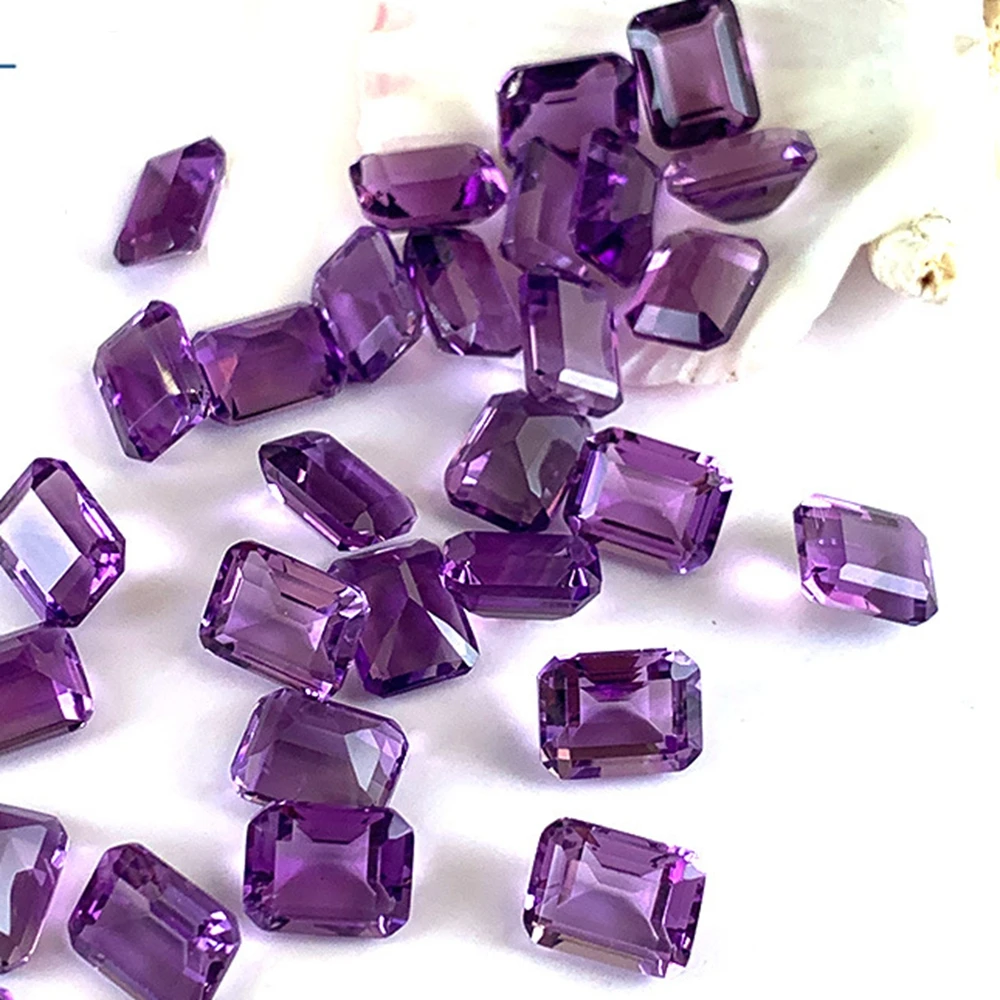 

20pcs 6x8-8x10mm High Quality Emerald Cut Natural Amethyst Stne