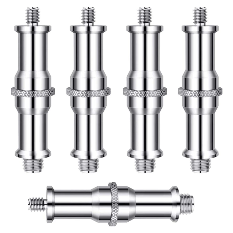 5PCS Standard 1/4 To 3/8 Inch Metal Male Convertor Threaded Screw Adapter Spigot Stud,For Studio Light Stand Camera