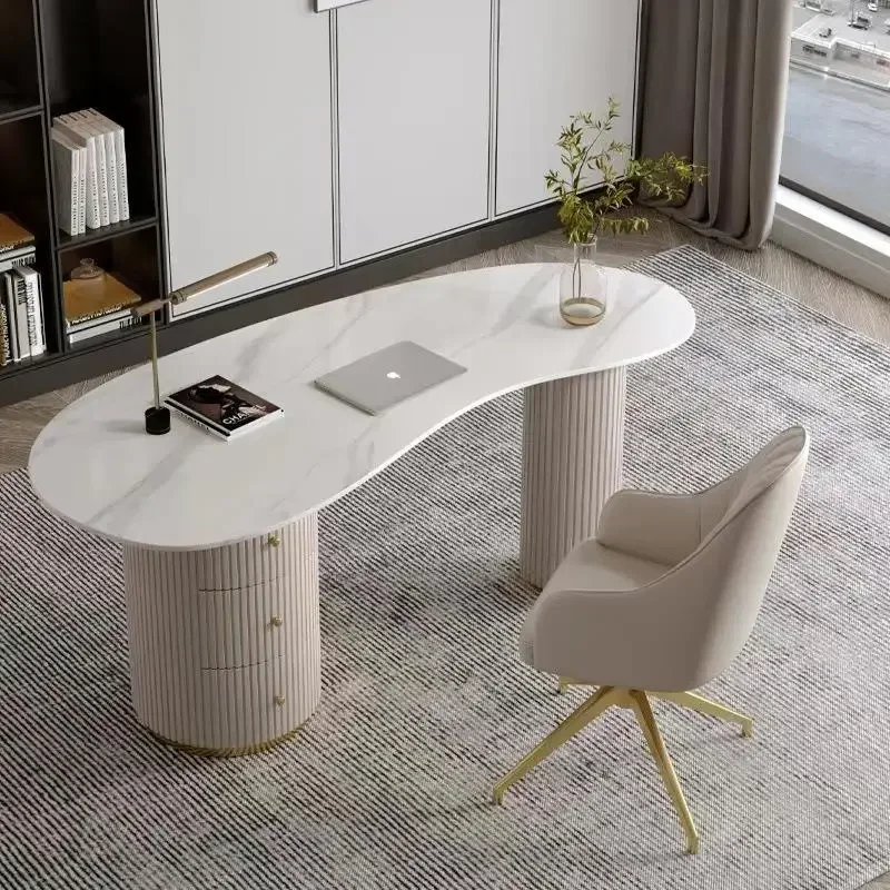 Special-Shaped Office Computer Desk Designer Desk Beauty  Reception Face-to-Face Table and Chair