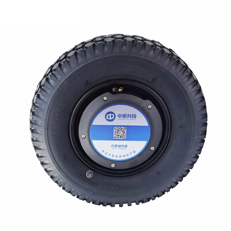 16 Inch 48V 800W 300kg Load Encoder Single Shaft Brushless Dc Rubber Tire Electric Wheel Hub Servo Motor for Agriculture AGV