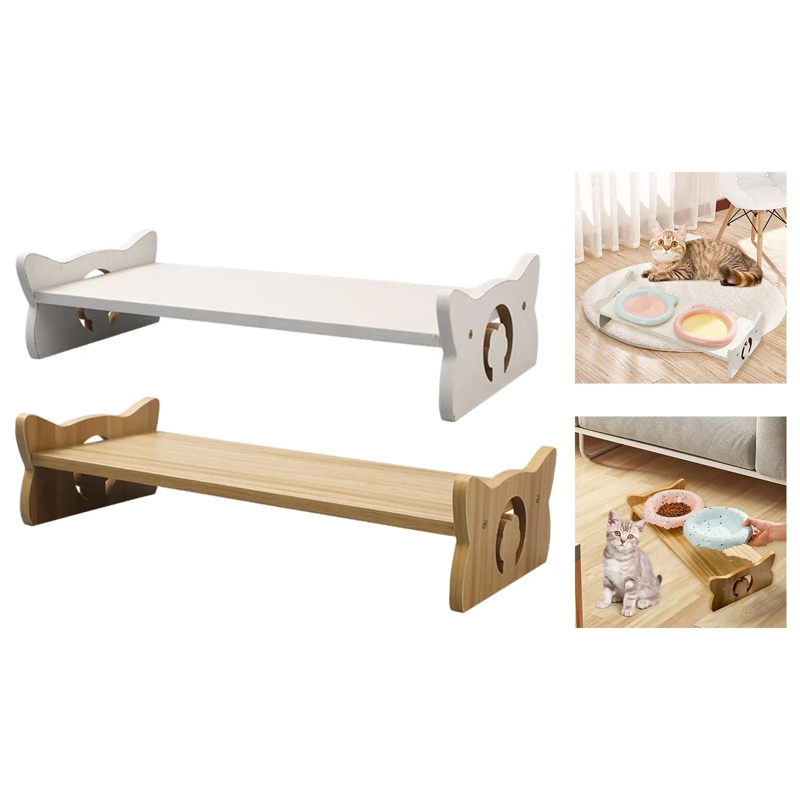 Wooden Elevated Bowl Shelf Anti Spill Dog Feeder Stand Slow Feeding Water Drinking Rack for Pets Dogs Cats Eating Area view 3