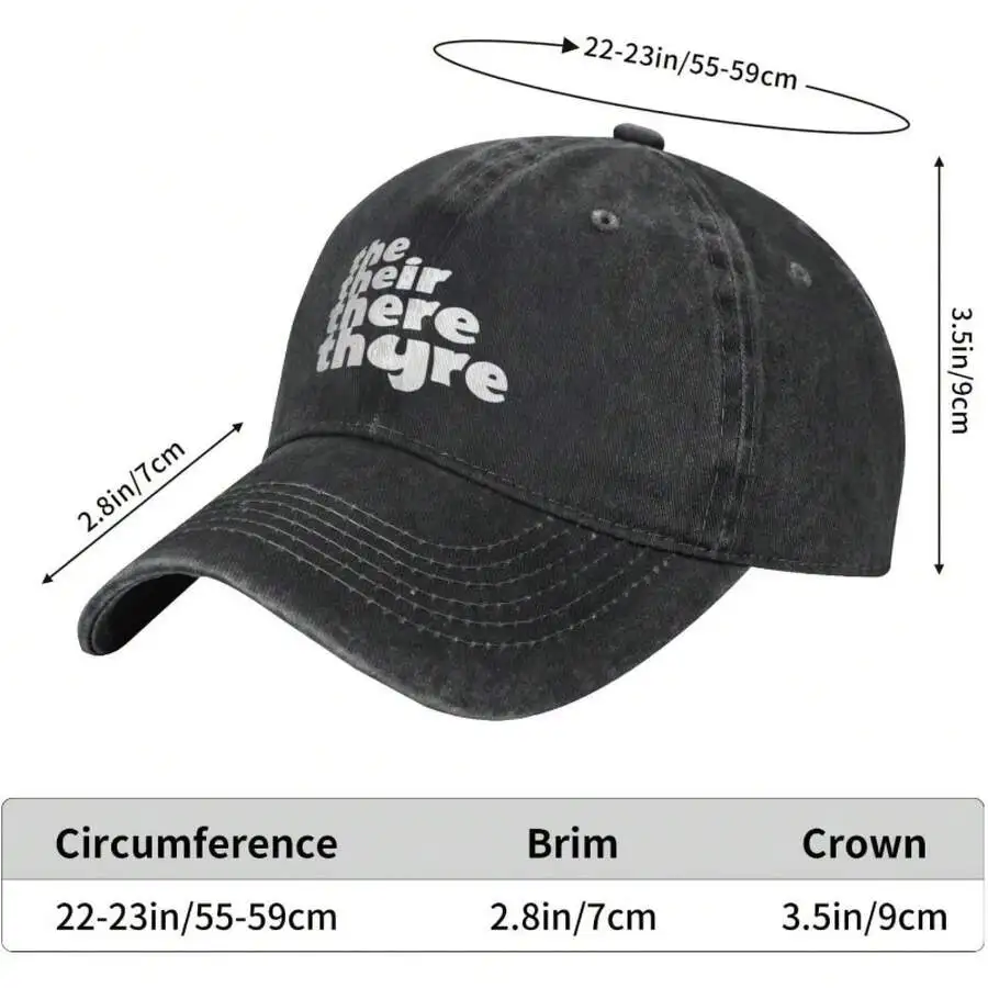 

Unisex Their There Theyre Vintage Distressed Baseball Cap Adjustable Strap 100% Cotton Dad Hat