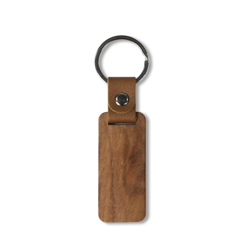 50Pcs DIY Souvenir Keyring Leather Sublimation Blank Wooden Key Chains Keychain