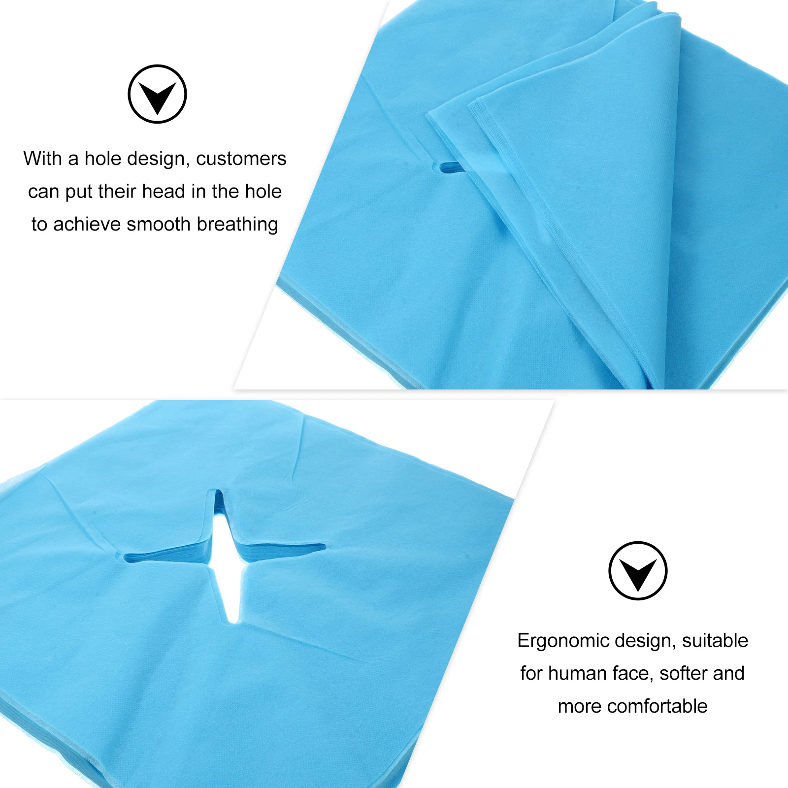 

100Pcs Disposable Face Pillow Covers Non-Woven Material Breathable Hole Design Smooth Edge Ergonomic Comfort Beauty Salon