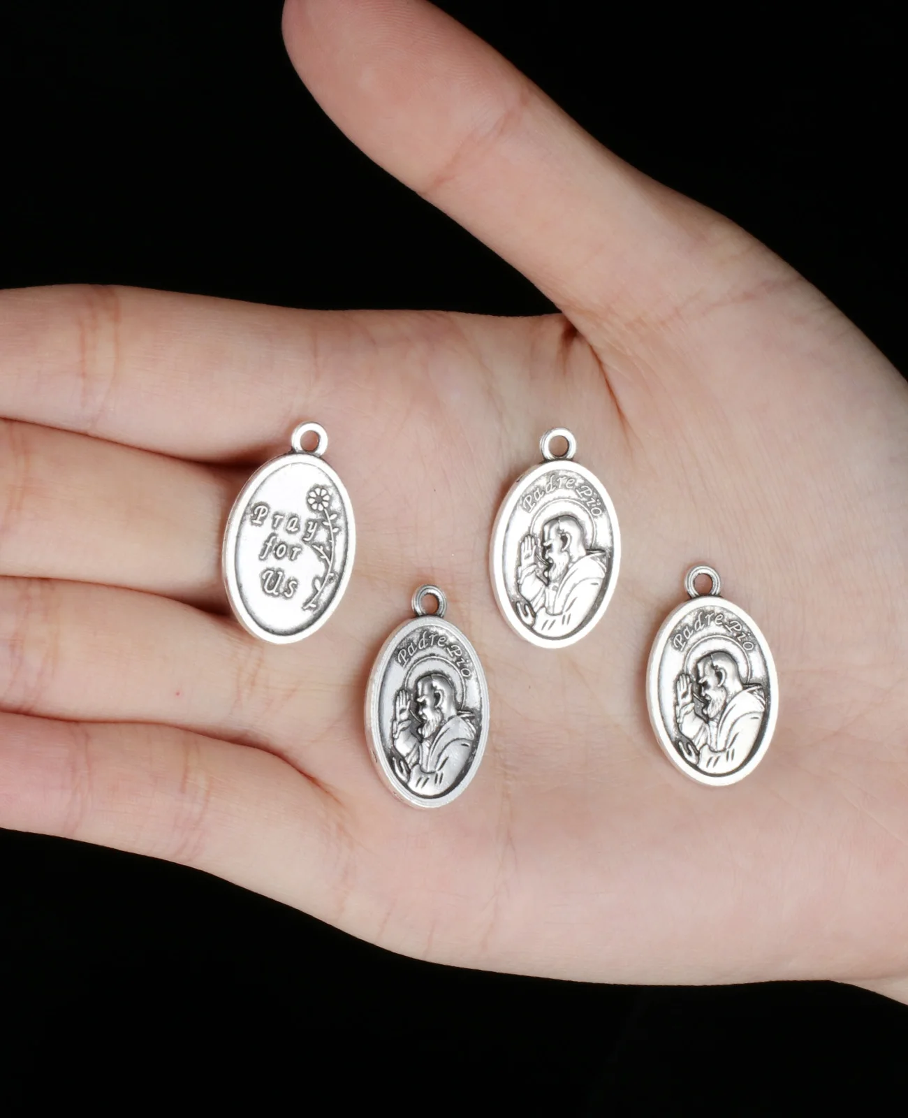 Cottvott 5Pcs/Lot Saint Padre Pio Medal Charms Religious Apostle Small Pendant for DIY Necklace Bracelet Jewelry Making Parts