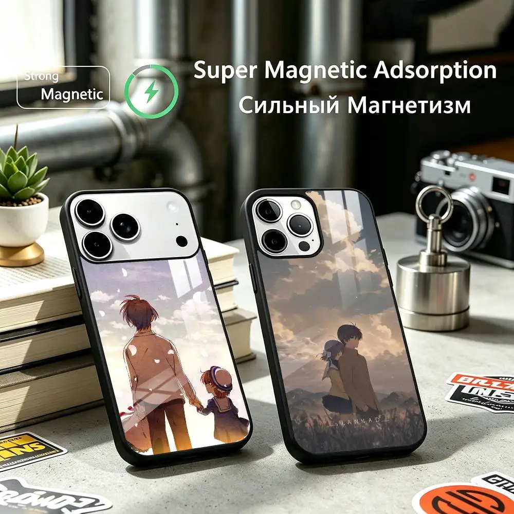 CLANNAD Couple Style Anime Phone Case For iPhone17,16,15,14,13,12 Plus,Pro Compatible with magnetic wireless charging