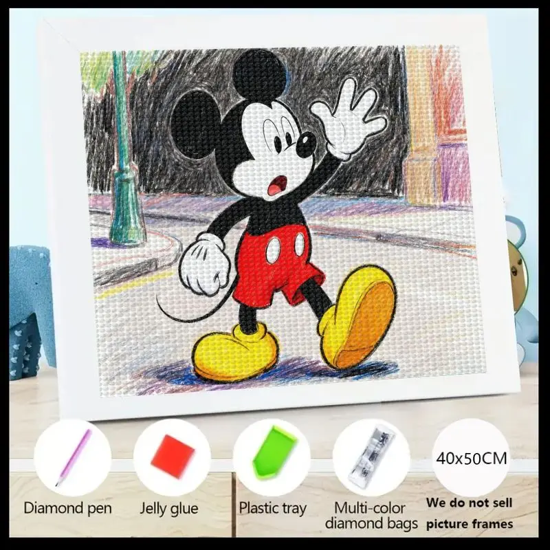 

1PC Mickey Mouse 5D DIY Diamond Painting Kit, Full Drill Cartoon Character Big Gem Art Set, 40x50CM Crystal Diamond Painting for