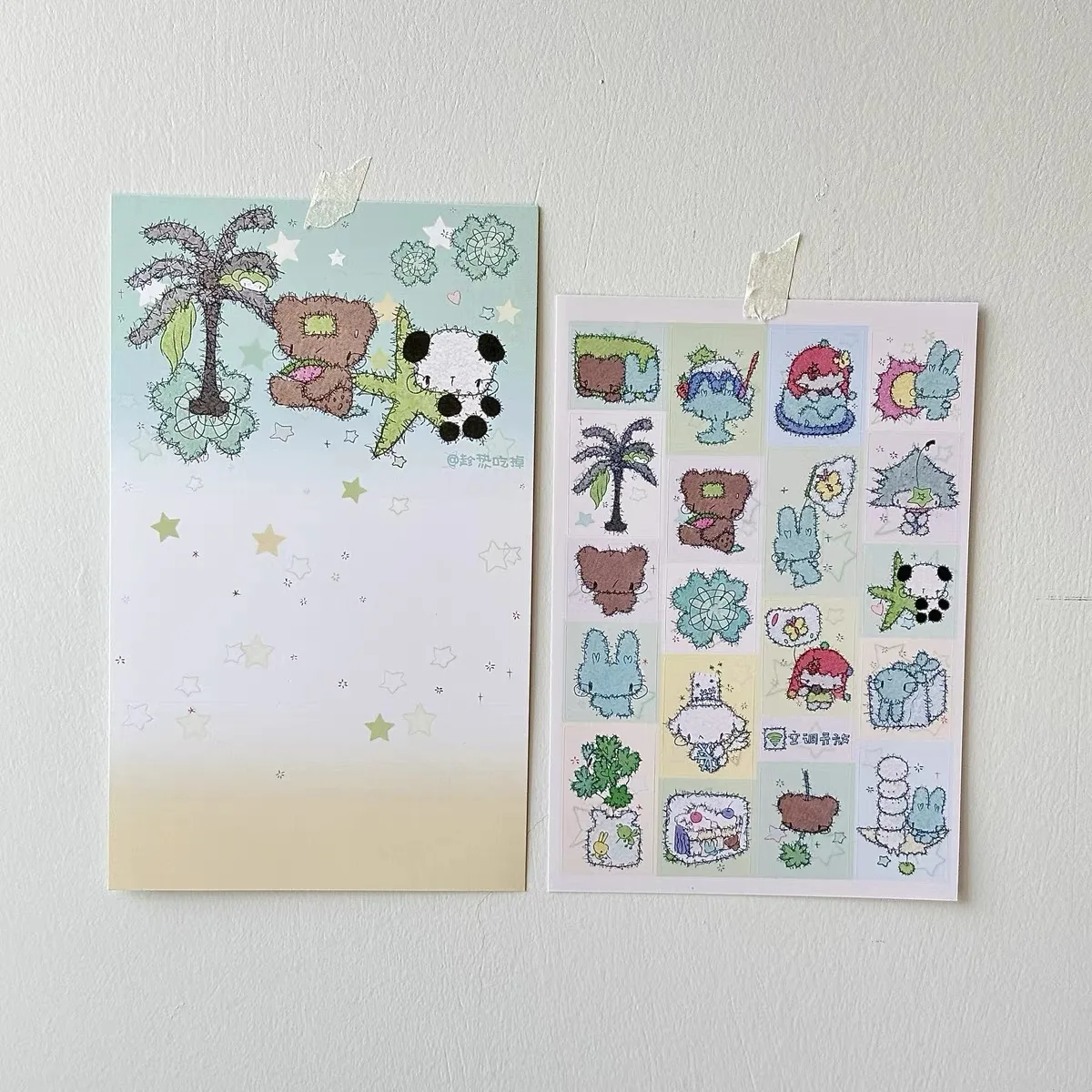 Cartoon animal panda cute design stickers hand account available
