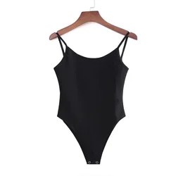 Fashion white tops women 2024 Summer sexy outfits for woman bodycon bodysuit casual sleeveless black top backless