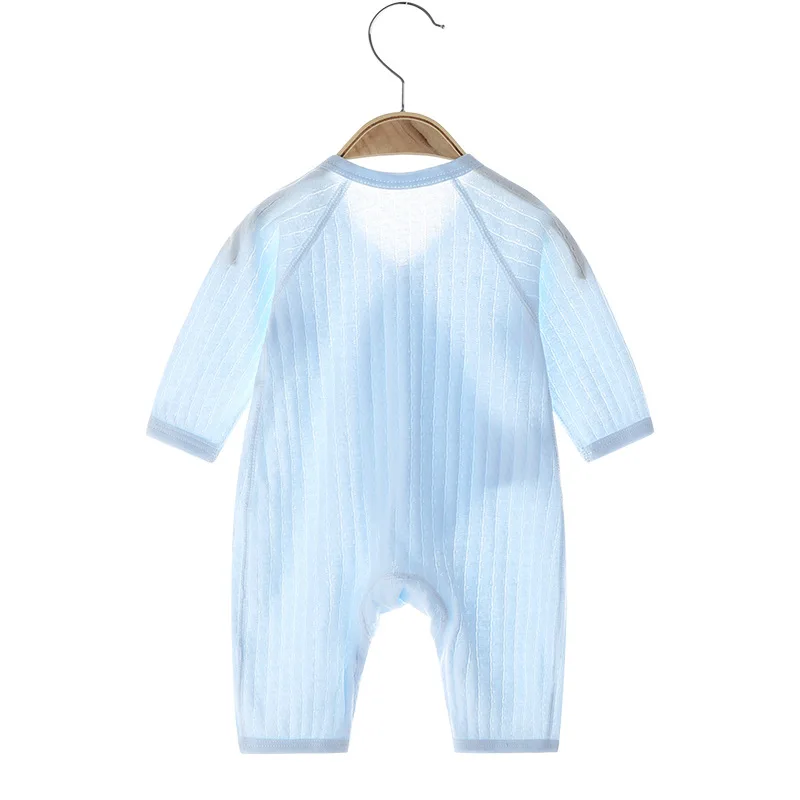 Baby Jumpsuit Summer Thin Boneless Newborn Angel Wings Pure Cotton Rompers Long-Sleeved Air Conditioning Room Clothing Baby