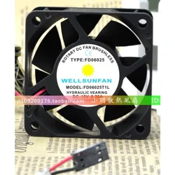 Original New WELL SUNFAN FD6025 15V 0.20A 6CM 2-wire Silent Cooling Fan 60*60*25mm