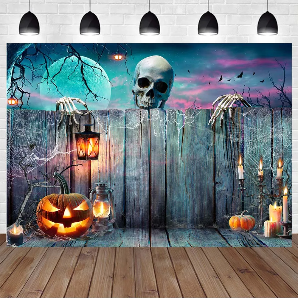 Mocsicka Halloween Backdrop Gravestone Cross Darkness Moon Ghastly Baby Portrait Photography Background Studio Photo Shoot Props