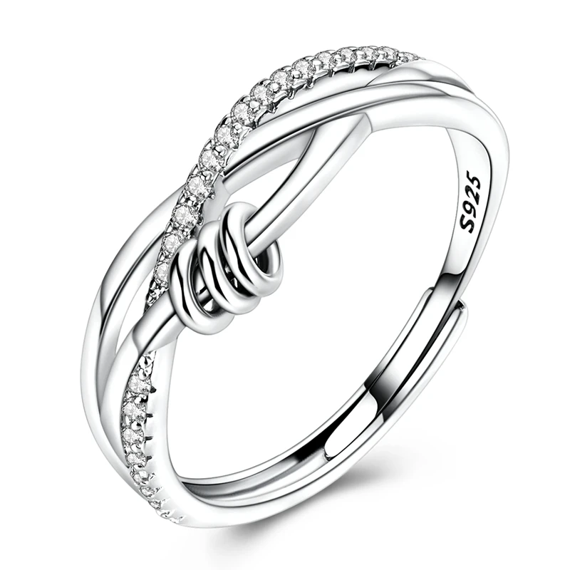 925 Sterling Silver Wrap Band Open Rings Sparkling Zircon Ring For Women Girls Birthday Anniversary Jewelry Gifts