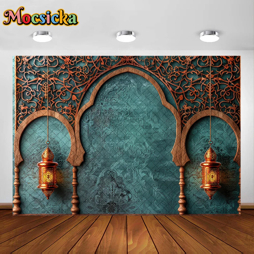 Mocsicka photographie fond doré lune étoile veilleuse décoration toile de fond Eid Mubarak Holidayt bal Studio accessoire bannière