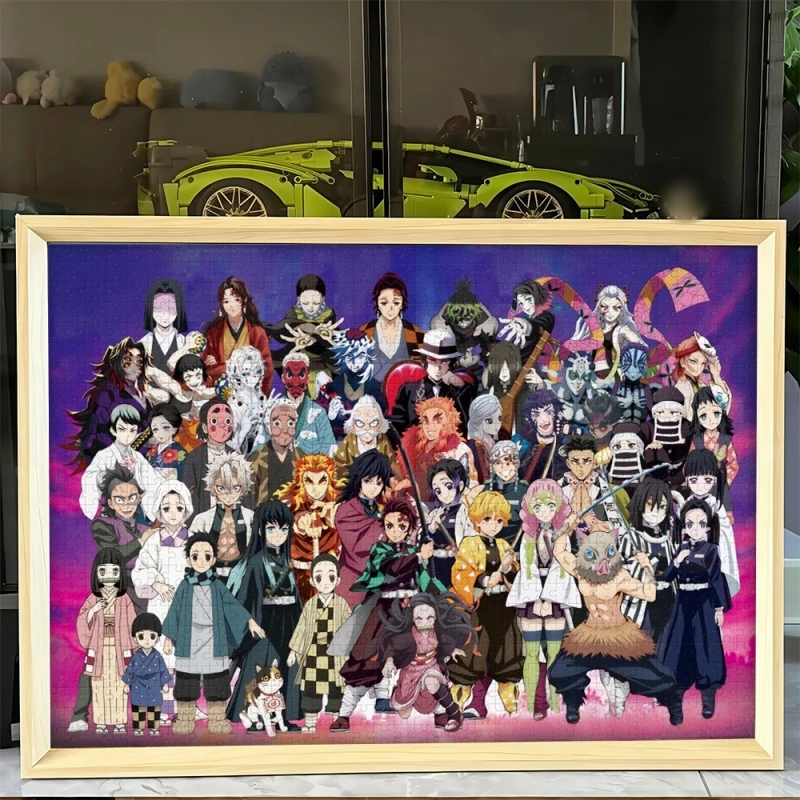 جديد في المخزون شيطان القاتل أنيمي خشبية بازل قطع مجموعة 1000 قطعة لعبة لتخفيف الضغط جدار ديكور فني المشارك أنيمي لعبة هدية مثالية #2