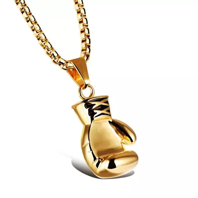 1 Piece Men Vintage Fitness Boxing Gloves Stainless Steel Chain Alloy Pendant Necklace Sport Chain Necklace For Men