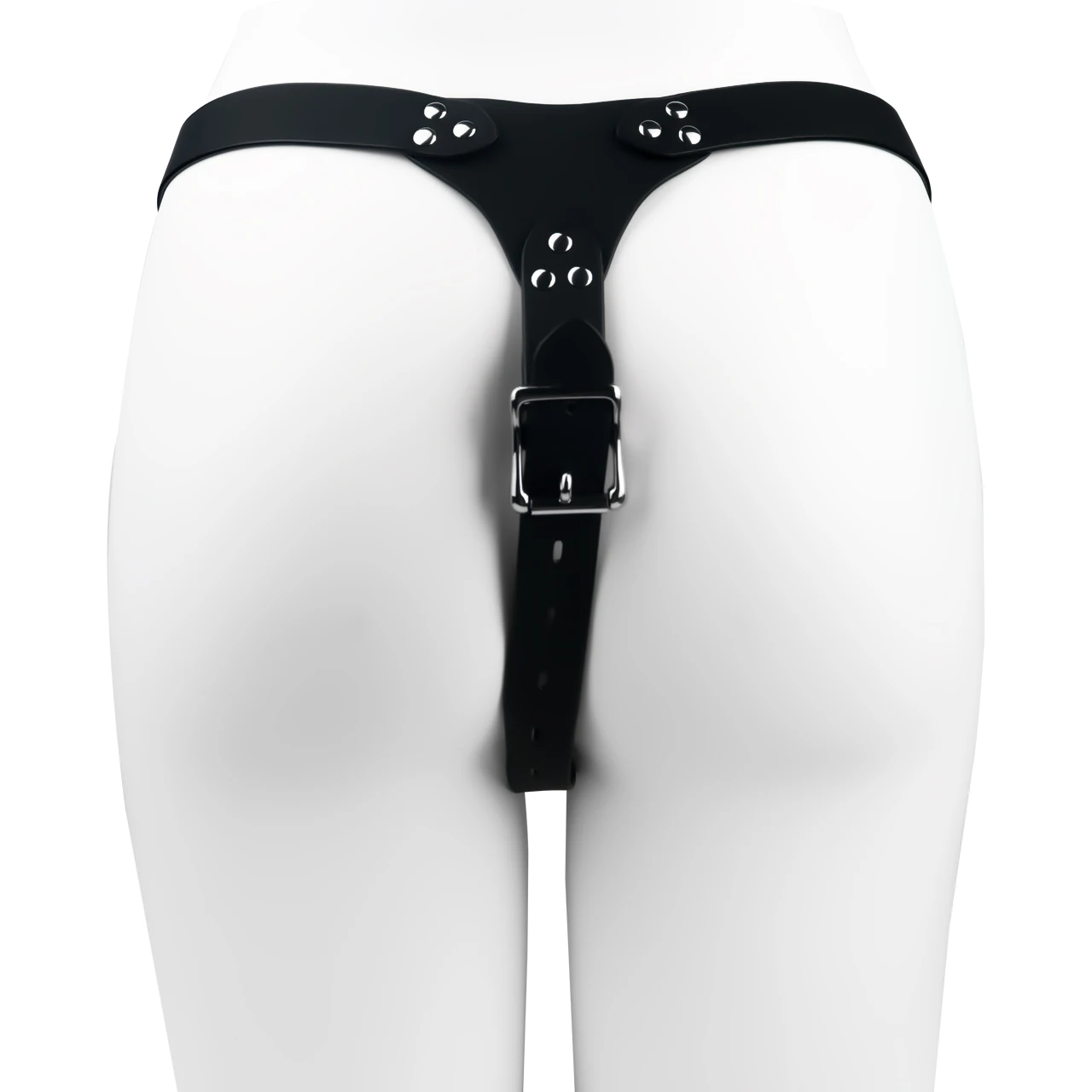 FRRK PU Leather Male Chastity Belt Three Point Sex Underwear Accessories, Three Way Cock Lock Assisted Restraint T-Pants - view 4