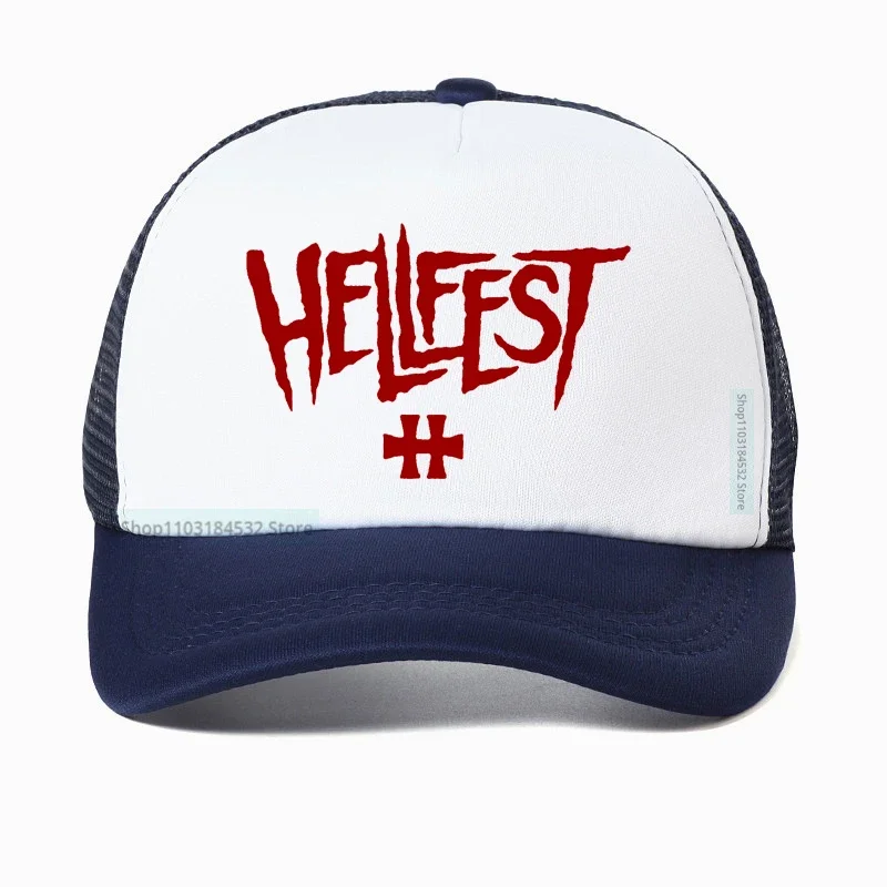 Hellfest muzyka metalowa festiwal we francji czapka z daszkiem fajni mężczyźni piekielni festiwal muzyczny kapelusz letni siatkowy oddychający