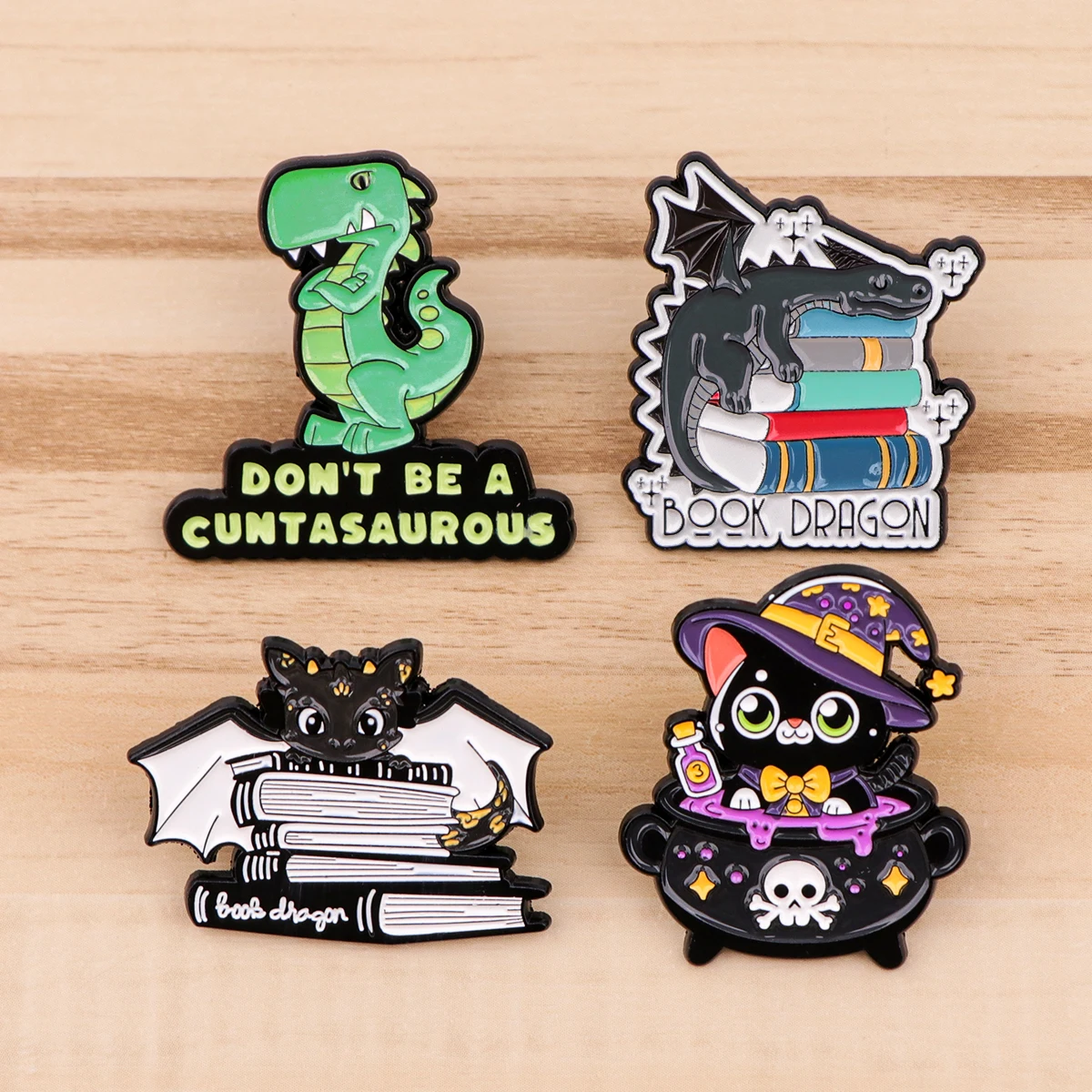 Witch Black Cat Dinosaur Enamel Pins Lapel Pins For Backpacks Fashion Badges Accessories For Jewelry Brooches Gifts