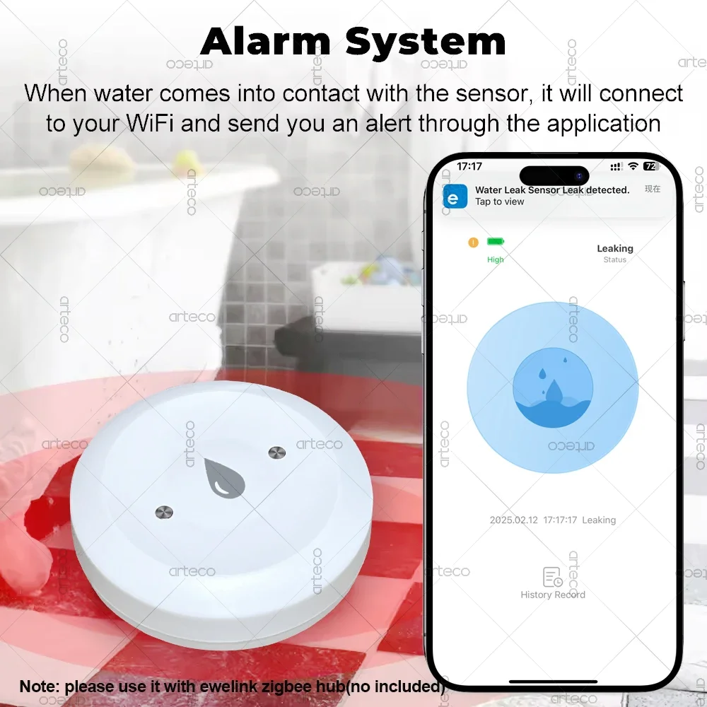 Zigbee Water Leakage Sensor Alarm Water Detector Flood Leakage Sensor APP Remote Control Security Alarm Work With Home Assistant