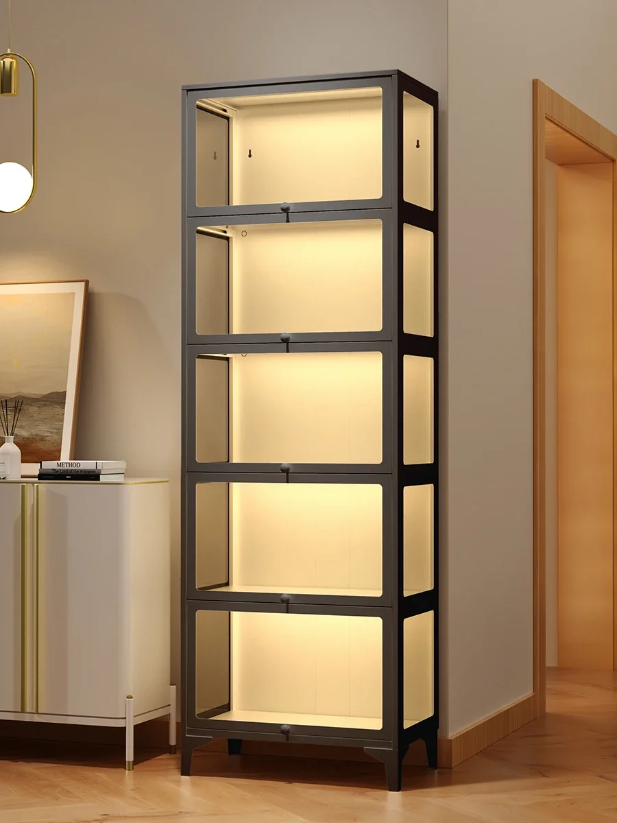 Figure display cabinet Steel glass display cabinet Transparent model display rack Household dust-proof multi-functional storage