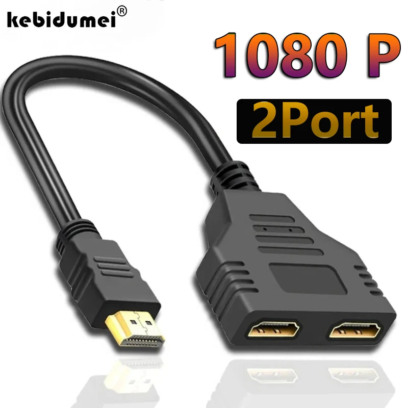 1080P HDMI-Compatible HD conversion line Dual Port Y Splitter 1 In 2 Out Cable Male To Female Adapter for PC TV PS4 Projector