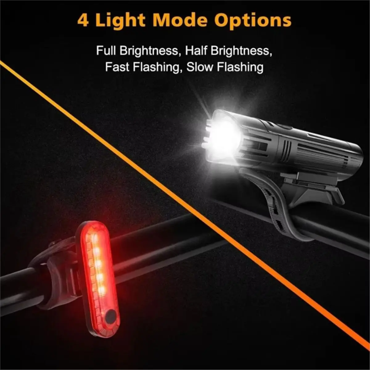 618 Mega Sale Bike Light Set Waterproof MTB Bike Front Light Warning Taillight USB Charging Bicycle Headlight Rear Lamp Set