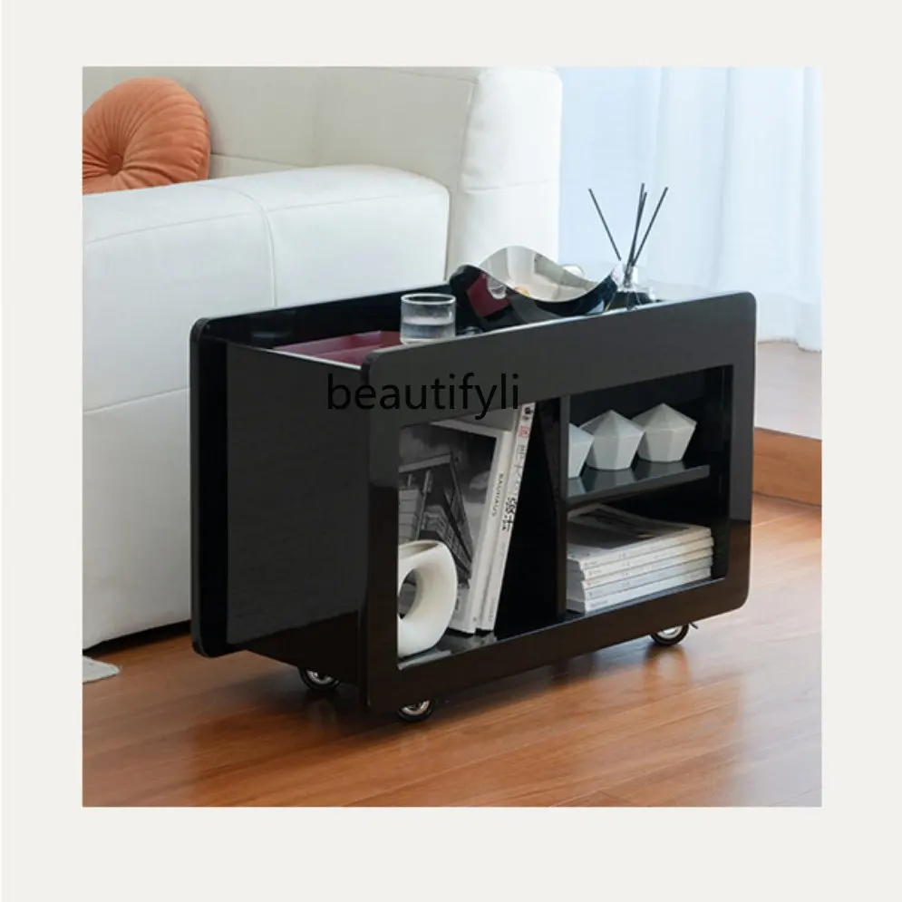 

yj Trolley Movable Sofa Side Cabinet Low Side Cabinet Side Cabinet Drinks Light Luxury and Simplicity Trolley