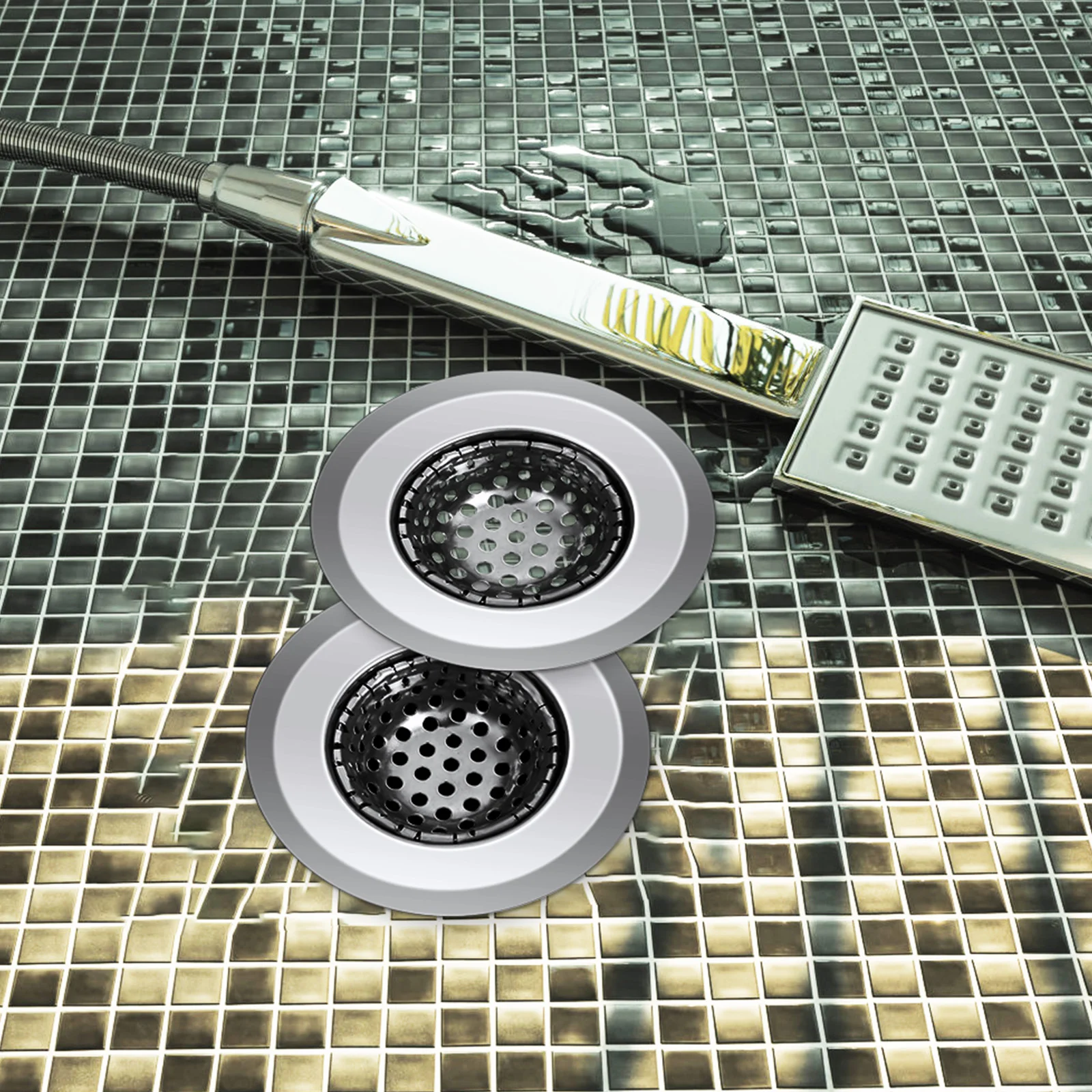 Saringan wastafel, 3 buah jaring saringan wastafel Stainless Steel dapur logam