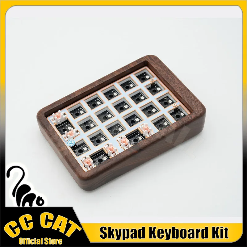 SKY Pad Mini Number Keyboard Kit 3 Mode 21 Keys 2.4G Bluetooth Wireless Walnut Keyboard Mini Portable RGB Office Keypad Kit Gift