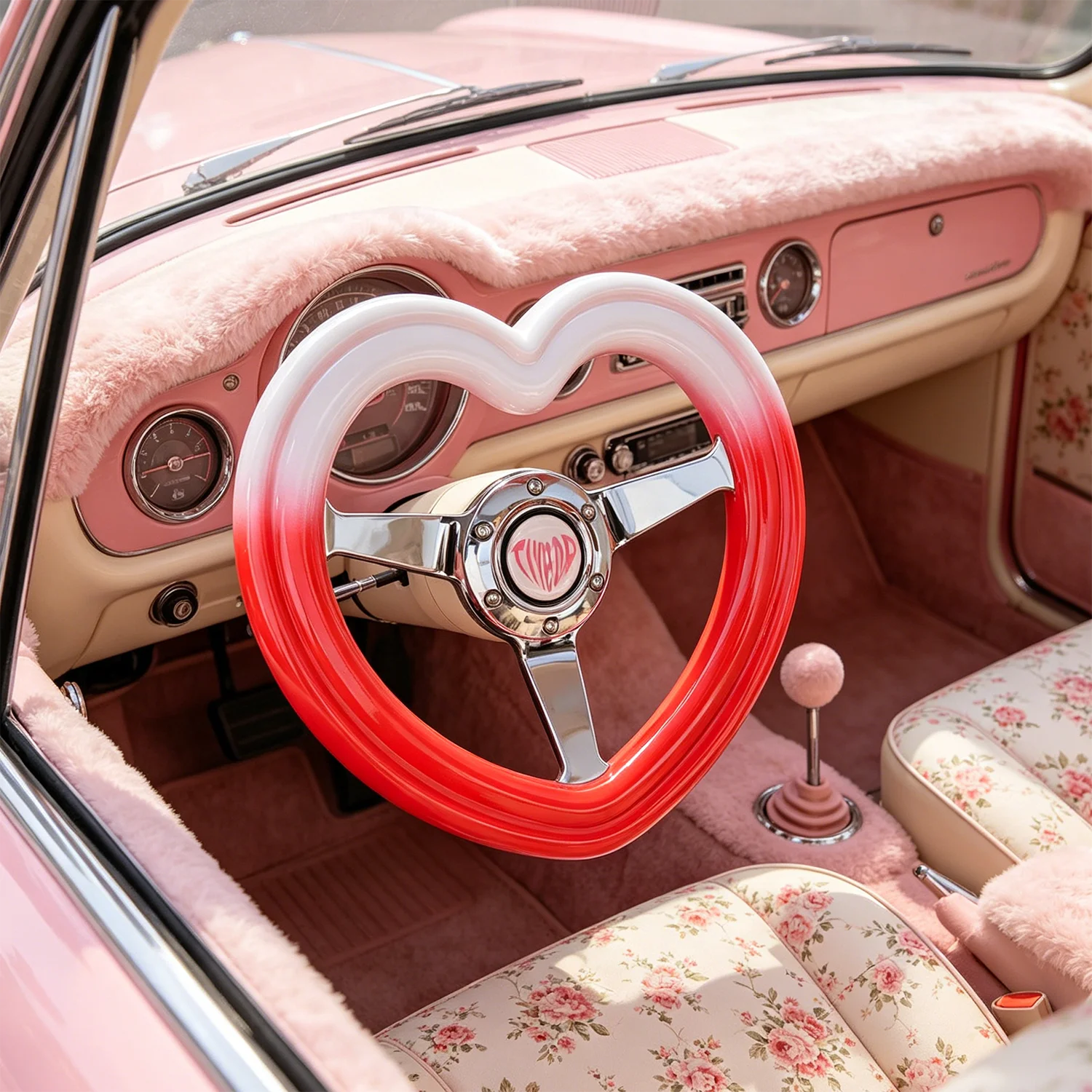 

TIYPEOR ABS гоночные рулевые колеса в форме сердца градиентные розовые 3 спицы 320 мм классический руль с кнопкой звукового сигнала